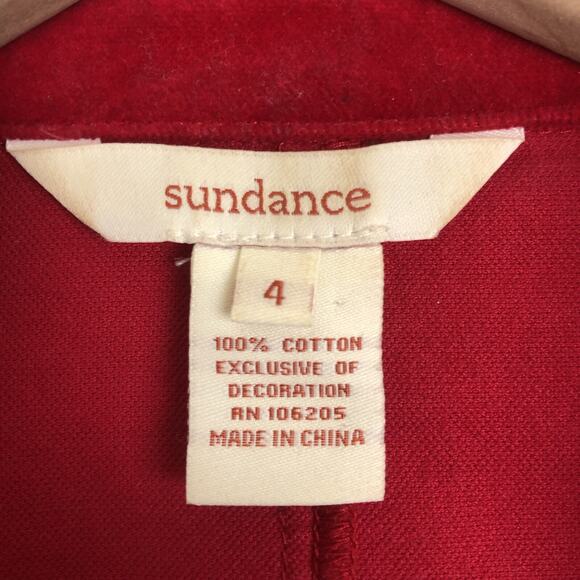 SUNDANCE 100% Cotton Velvet Blazer Sz 4 Red Contast Cuff Preppy Academia Classic - Picture 4 of 13